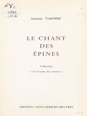 cover image of Le Chant des épines